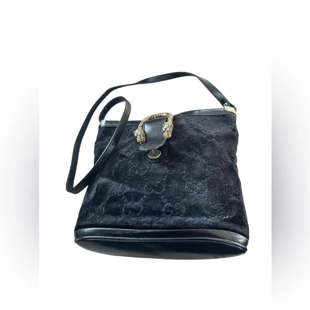 Gucci Rare Black Shoulder Bag with Gold Accent